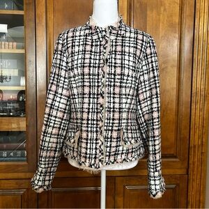 Chic Women's Tweed Jacket - Black and Pink